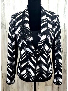 Joseph Ribkoff Size 8 Tank Top and Jacket Set Black White  Button up Blazer EUC